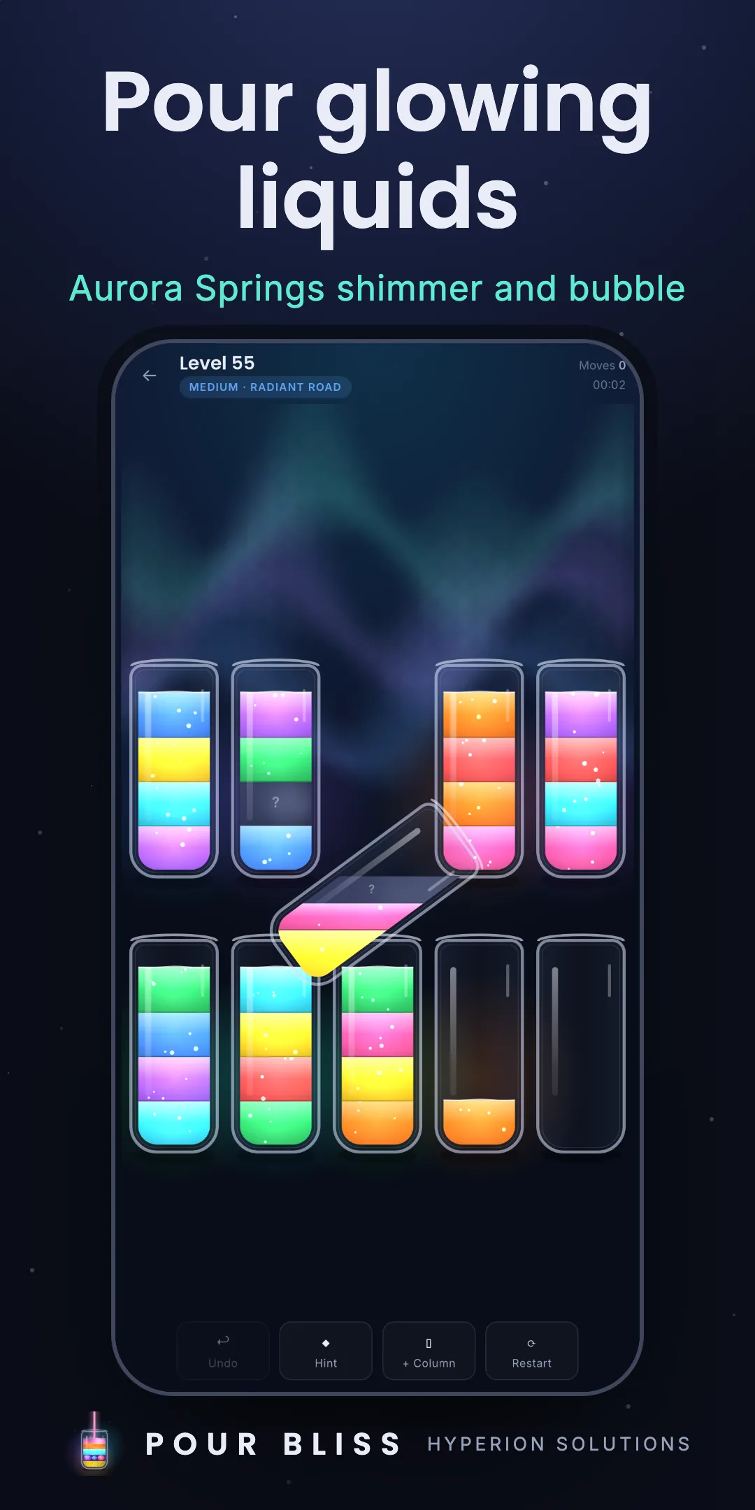 Glowing liquids in the Aurora Springs world